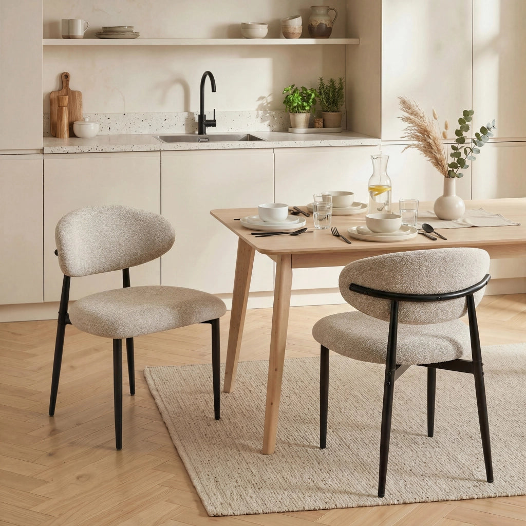 Sedia da pranzo imbottita ¨C Zephmum ¨C Beige, gambe in metallo