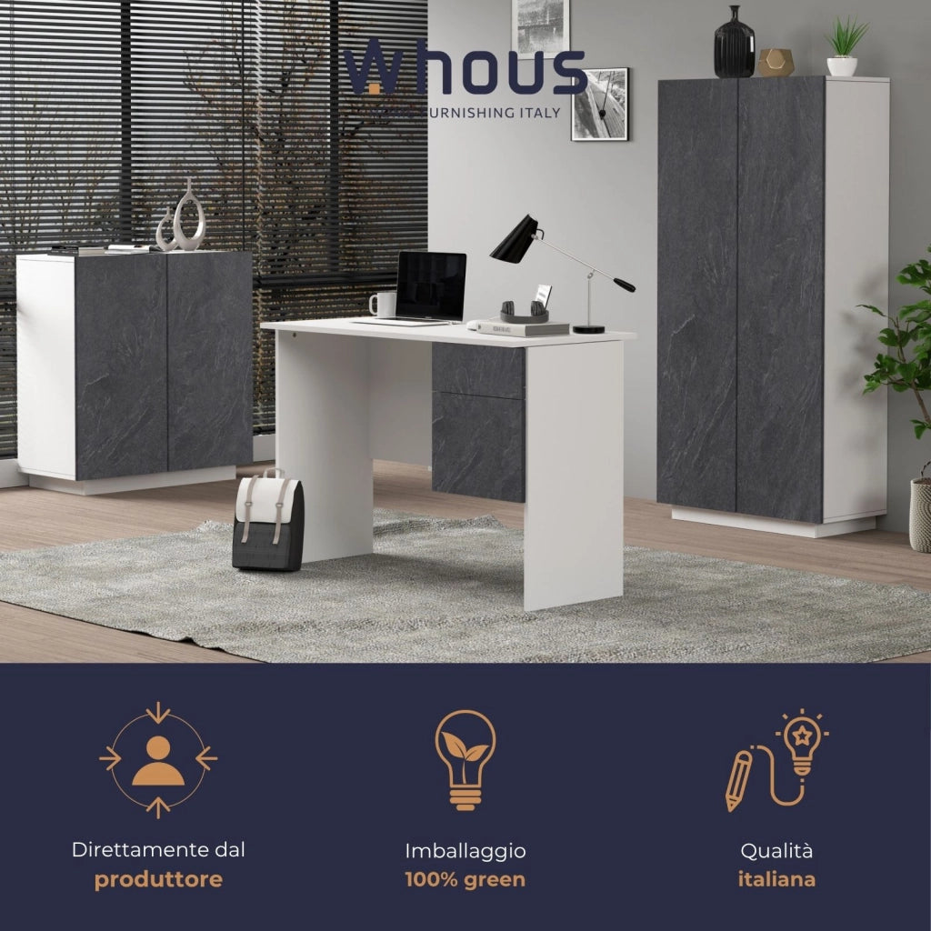 WHOUS Armadio multiuso Easy a 2 ante bianco opaco e report 79,20x38x166 cm