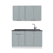 Cucina completa Fame-Line Blu-grigio chiaro/Bianco 140 cm, PL Antracite Vicco