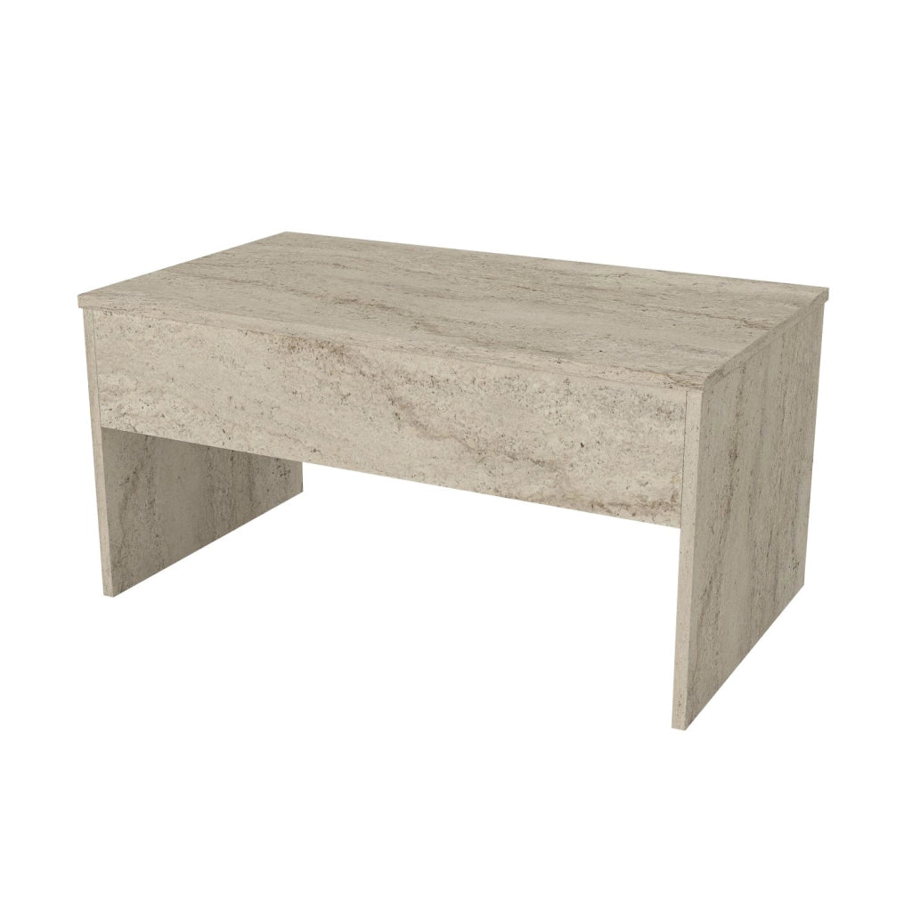 Tavolino "Akilli" con contenitore in legno - 90 x 45 x 52 cm - Travertino