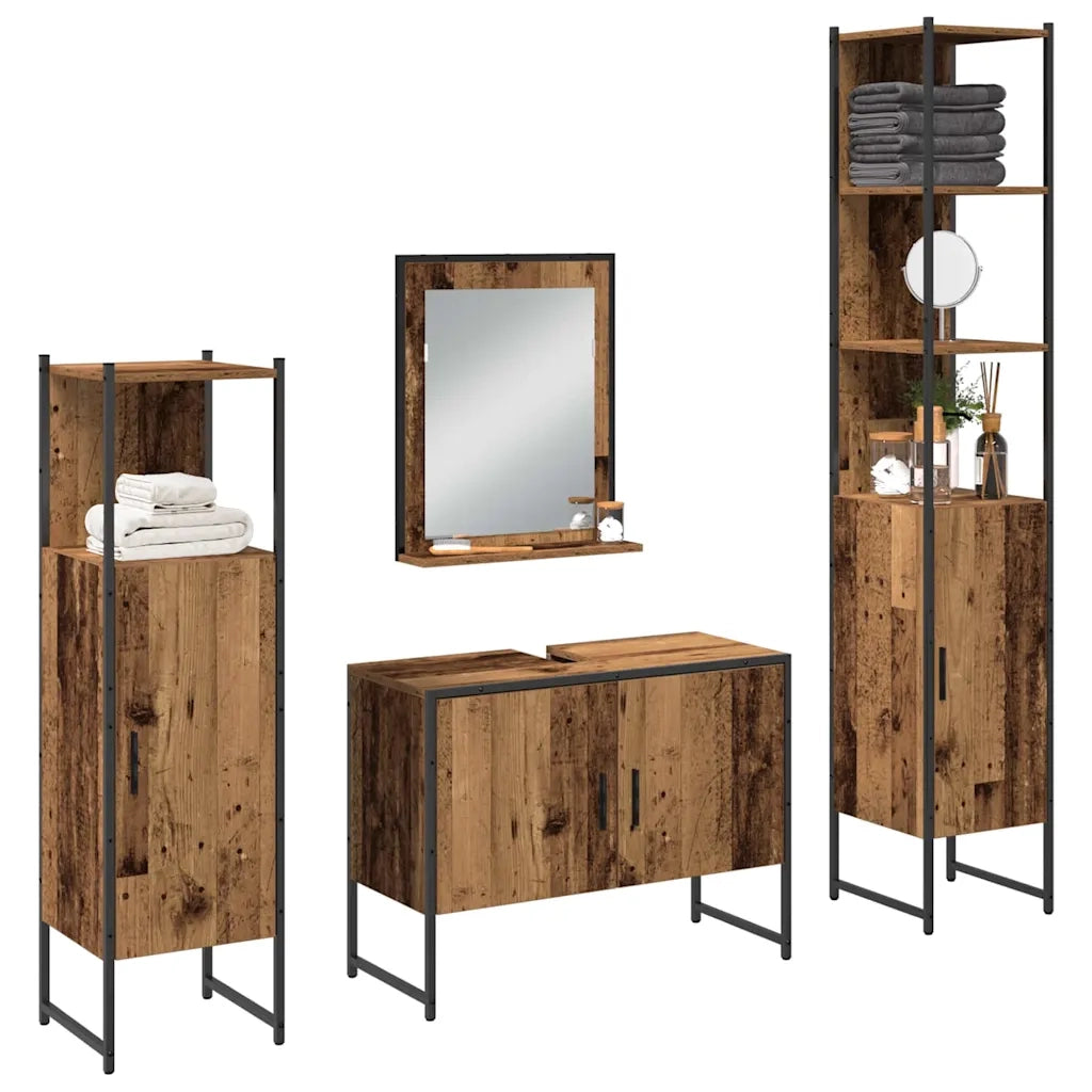 Set di mobili per il bagno 4 pcs Marrone Legno multistrato 3334402