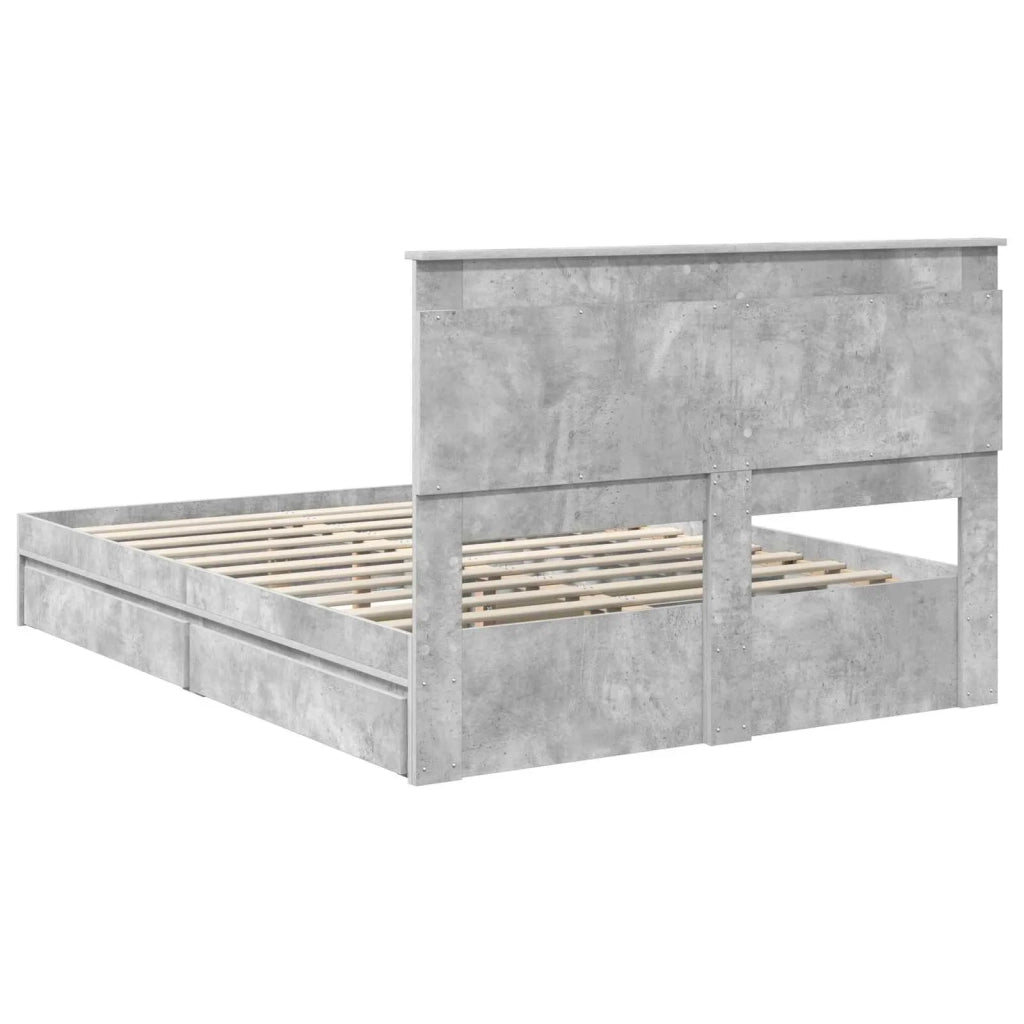 Letto con Contenitore con testiera Grigio cemento 150 x 200 cm