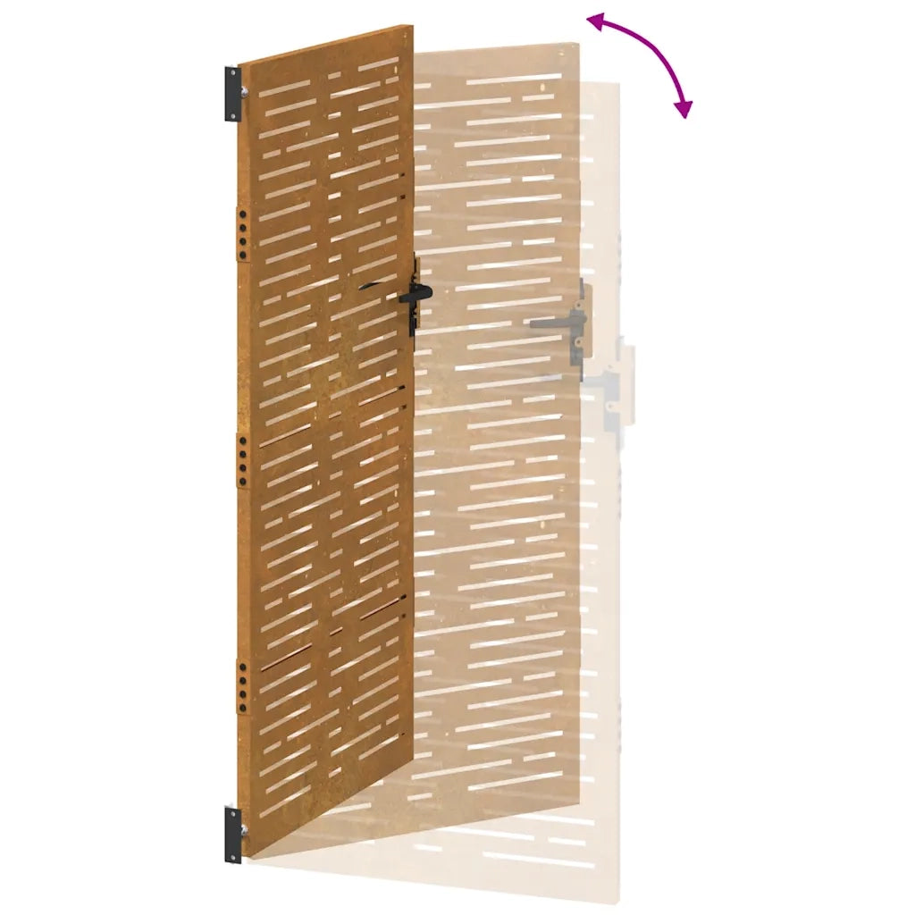 Cancello da giardino-Porta da giardino 85x200 cm Acciaio Corten Design Quadrato