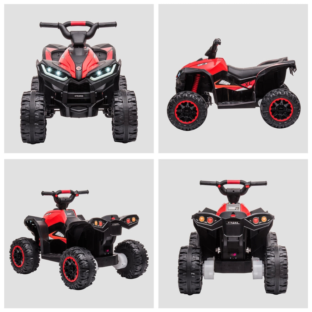 EasyComfort Quad Elettrico per Bambini 12V, 2 Velocità, Ruote Larghe con Clacson e Fari LED, Età 3-5 Anni, Rosso