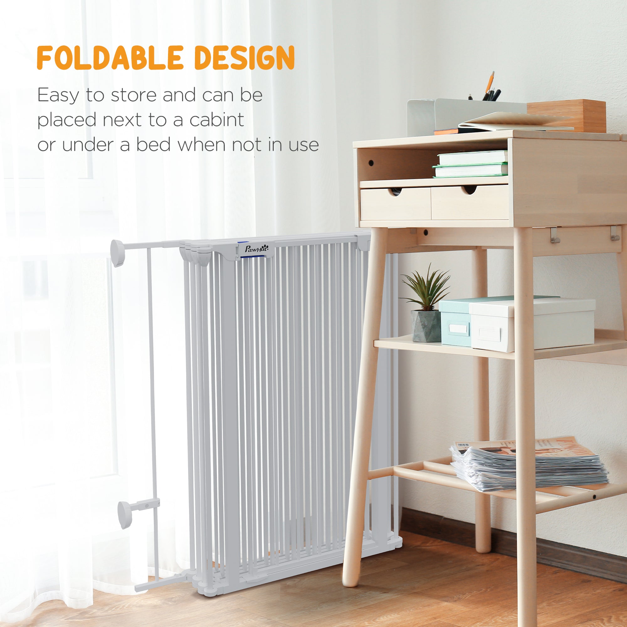 Cancelletto di Sicurezza per Animali Domestici 123x102x90 cm in Metallo e Plastica Bianco