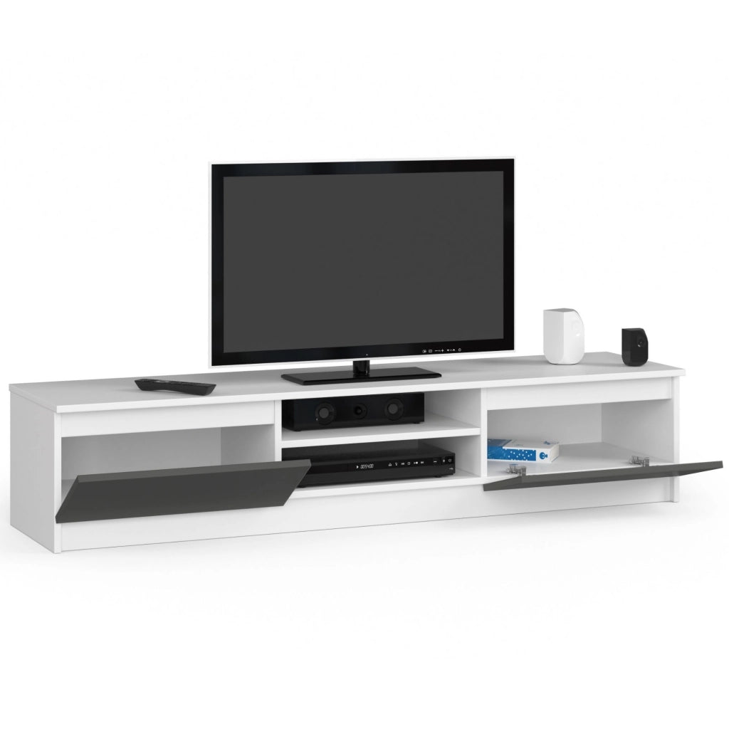 Mobile TV AKORD Bianco 160 cm 2 ante inserto frontale Grigio Grafite 160x40x33 cm