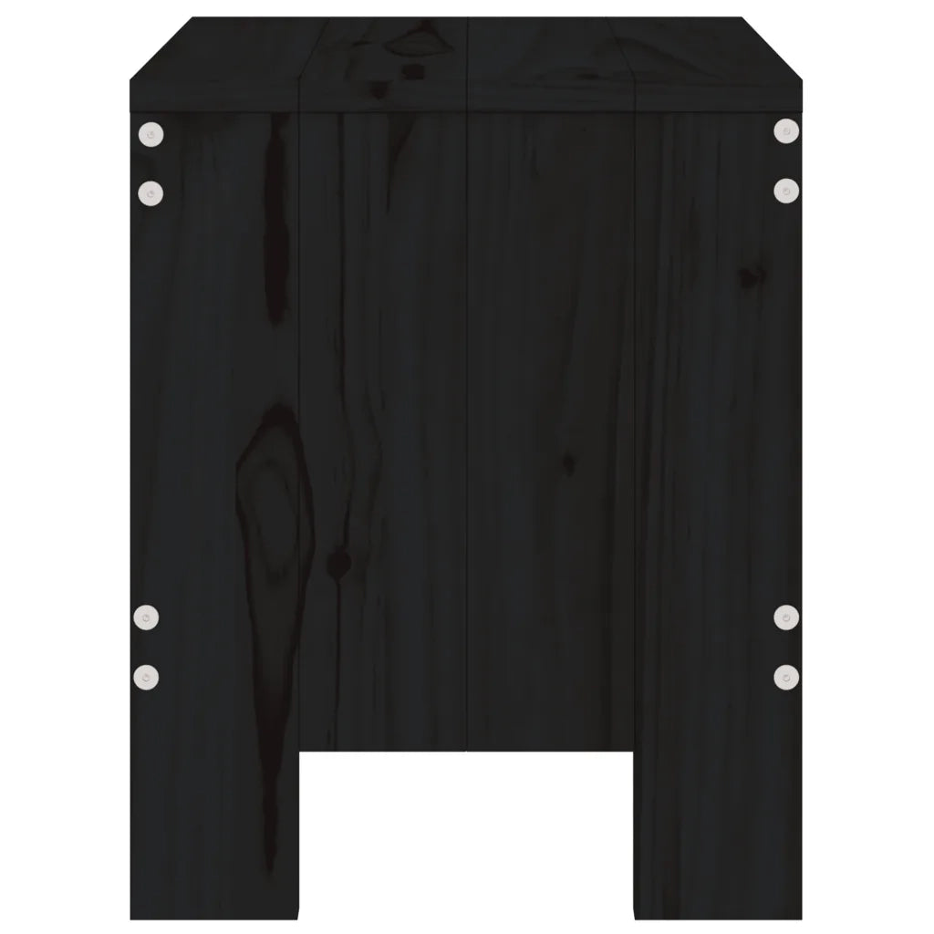 Sgabelli da Giardino 2pz Neri 40x36x45cm Legno Massello di Pino 825342