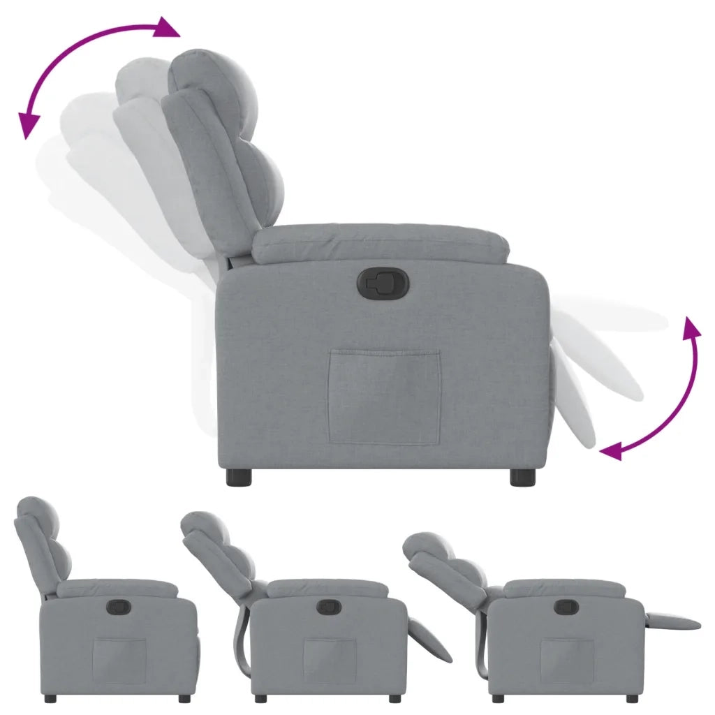 Poltrona Reclinabile in Tessuto Grigio Chiaro 373462