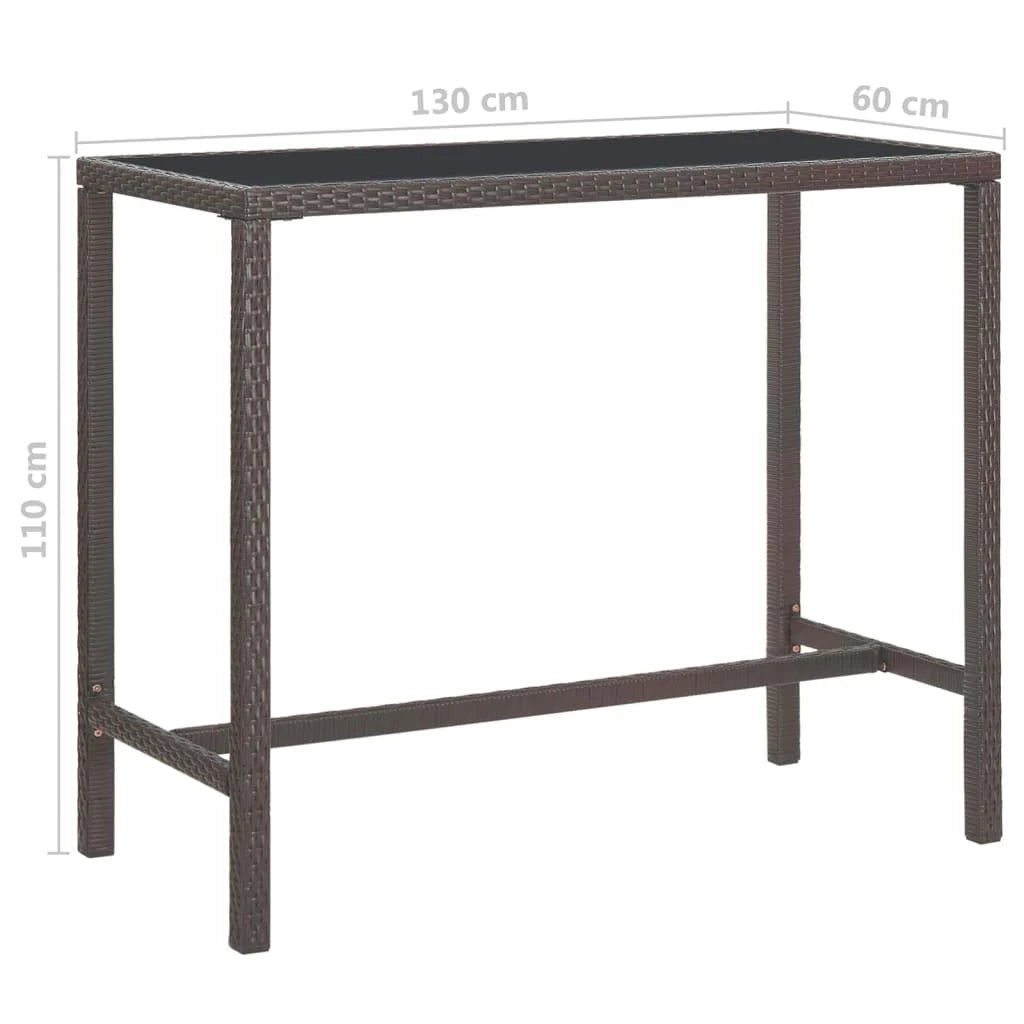 Mobile bar da giardino 5 pezzi e cuscini in resina intrecciata marrone 02_0014519
