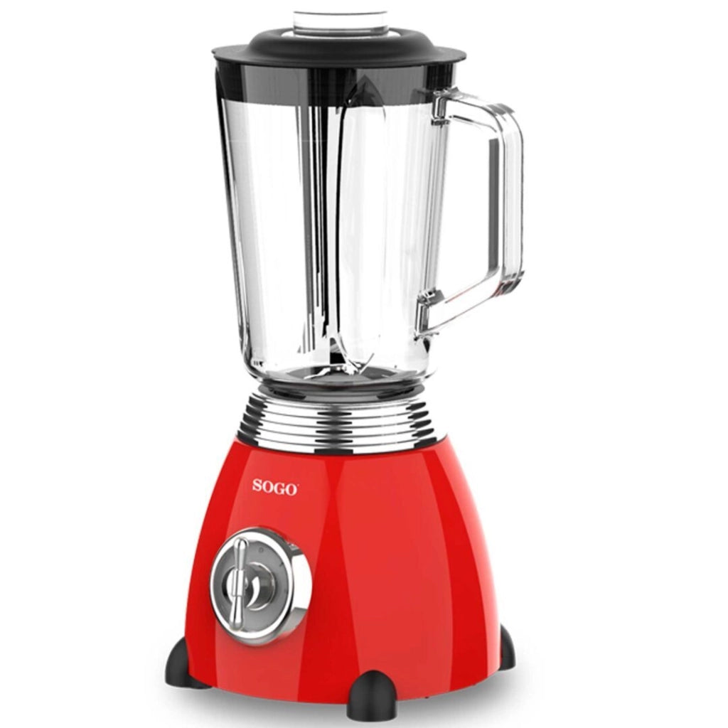 Frullatore con caraffa in vetro 1,5L, 2 velocità e funzione pulse con lame 6 tagli per smoothie e ghiaccio - Sogo