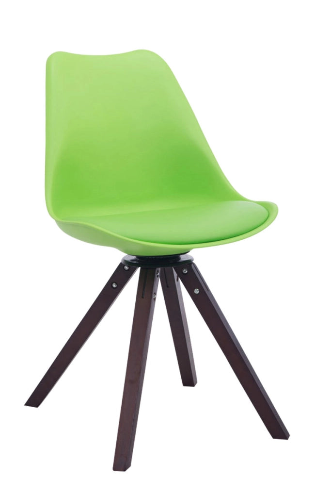 Sedia ospite Troyes Girevole Similpelle Quadrato verde,noce
