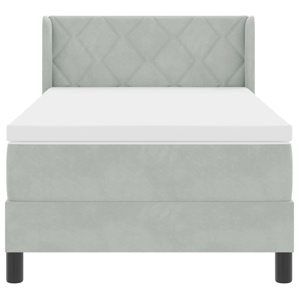 Letto con Box Spring e Materasso  Grigio Chiaro 100x200 cm Velluto