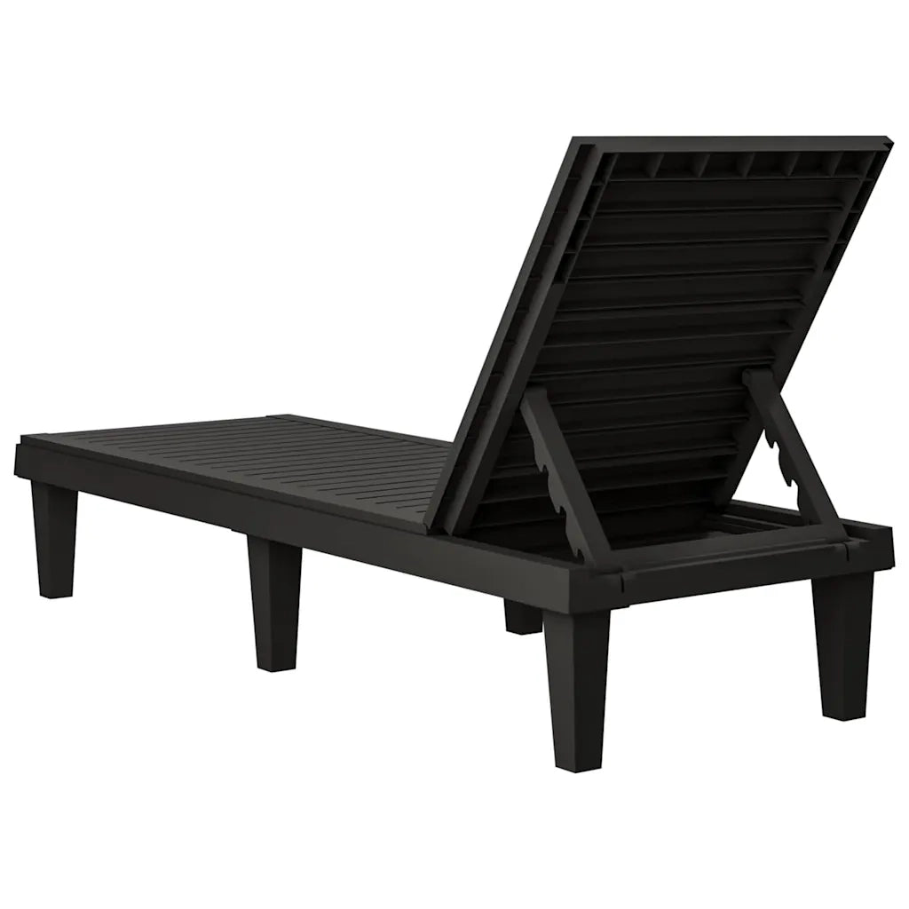 Lettini Prendisole 2 pz | Sdraio da giardino | Lettino da sole Neri 155x58x83 cm in Polipropilene