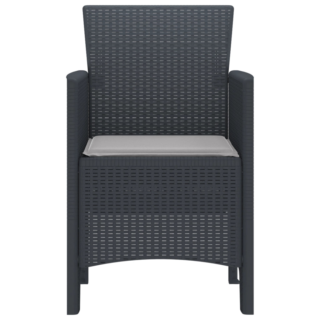 Sedie da giardino con cuscini 2 pz Antracite Polirattan