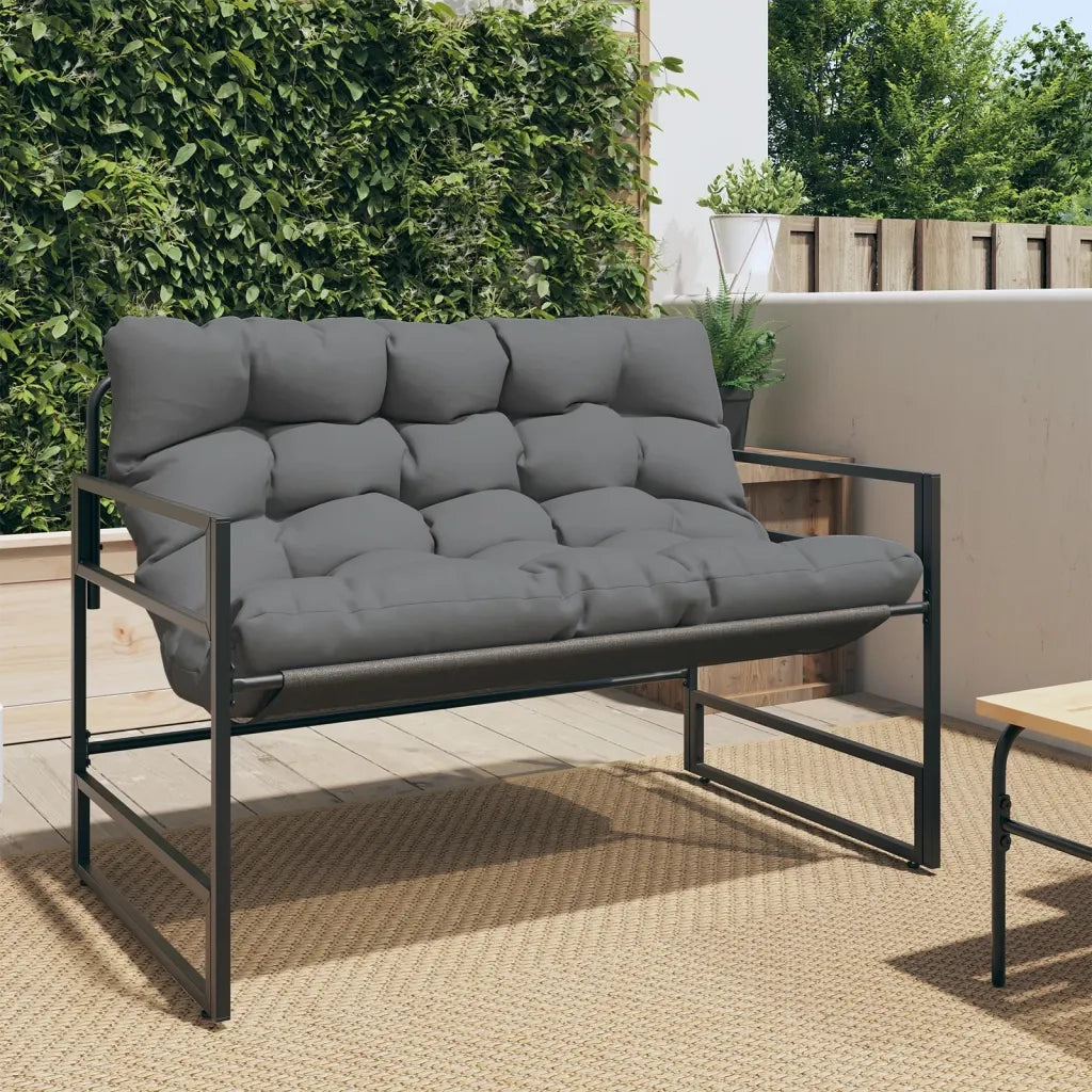 Panchina da Giardino | Panca da Giardino con Cuscino Antracite 113 cm in Acciaio