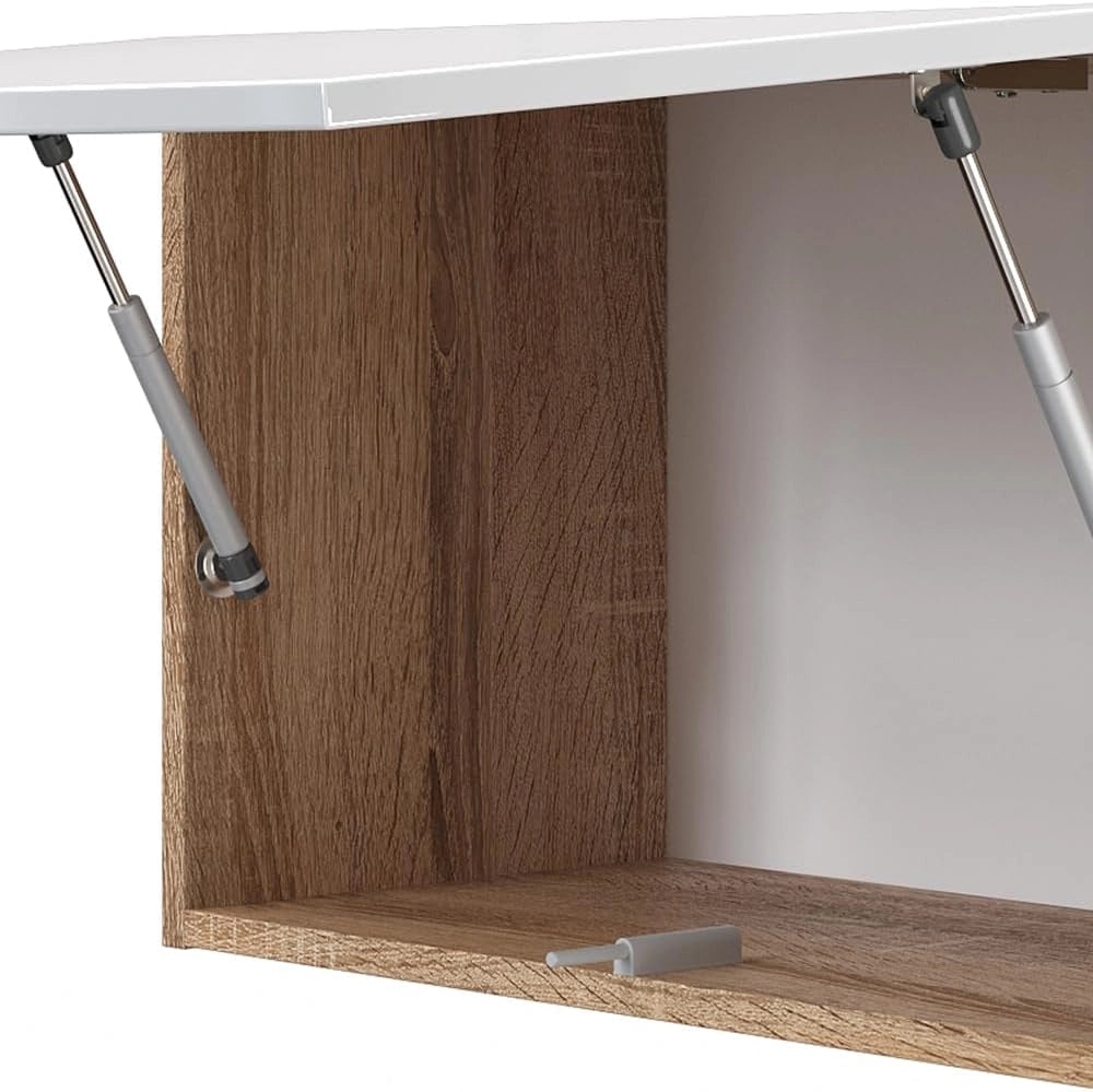 Cucina componibile Raul, Bianco lucido/bianco, 240 cm, PL Sonoma, con moduli posizionabili variabilmente e piedini regolabili in altezza