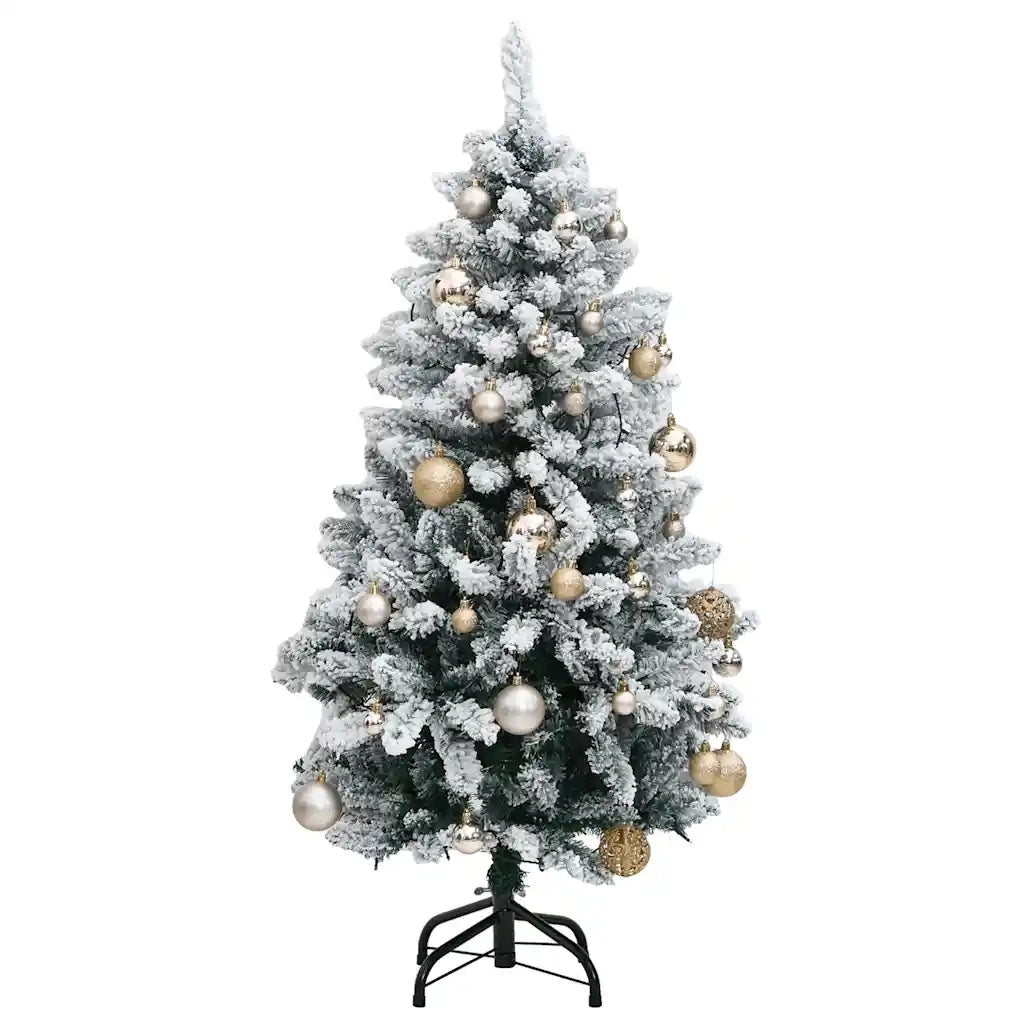 Albero Natale Incernierato con 150 LED e Palline 120 cm 3210097