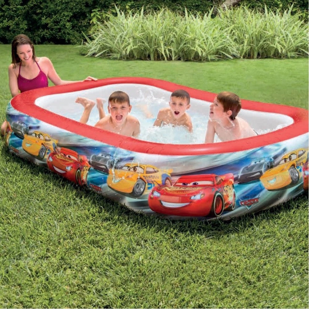 Trade Shop - Piscina Gonfiabile Bambini Disney Cars 2 Anelli 262 X 175 X 56 Cm Da Giardino -