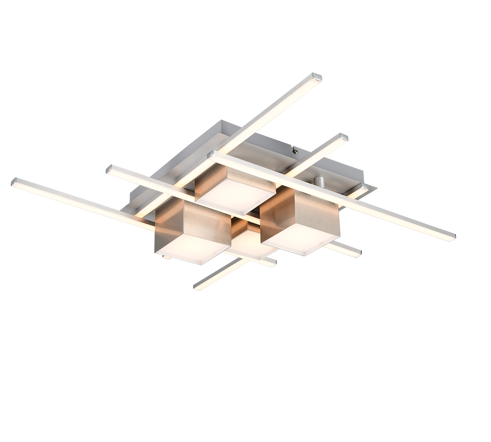 Plafoniera LED, metallo, acciaio, 70x70 cm, Roger