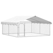 Gabbia/recinto per animali da esterno con tetto 300 x 300 x 150 cm Argento 02_0041908