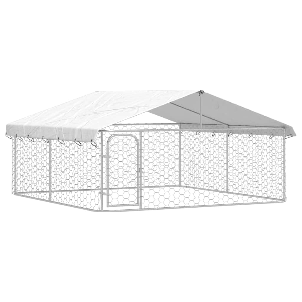 Gabbia/recinto per animali da esterno con tetto 300 x 300 x 150 cm Argento 02_0041908