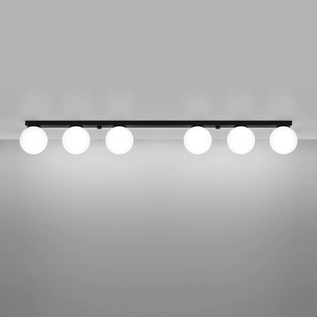 Lampada da soffitto YOLI French Sky in acciaio nero e vetro, moderna a 6 luci