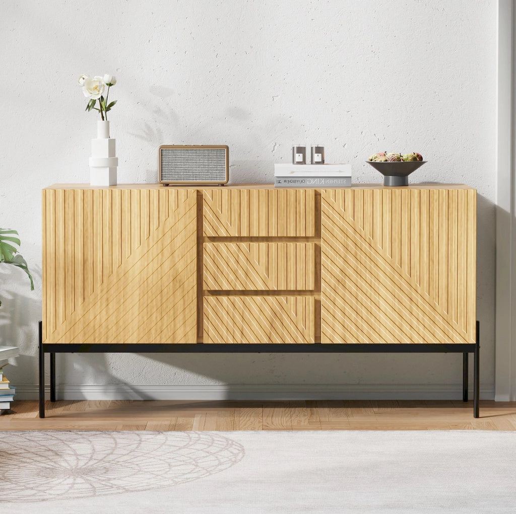 Madia moderna 140 cm con 2 ante e 3 cassetti naturale