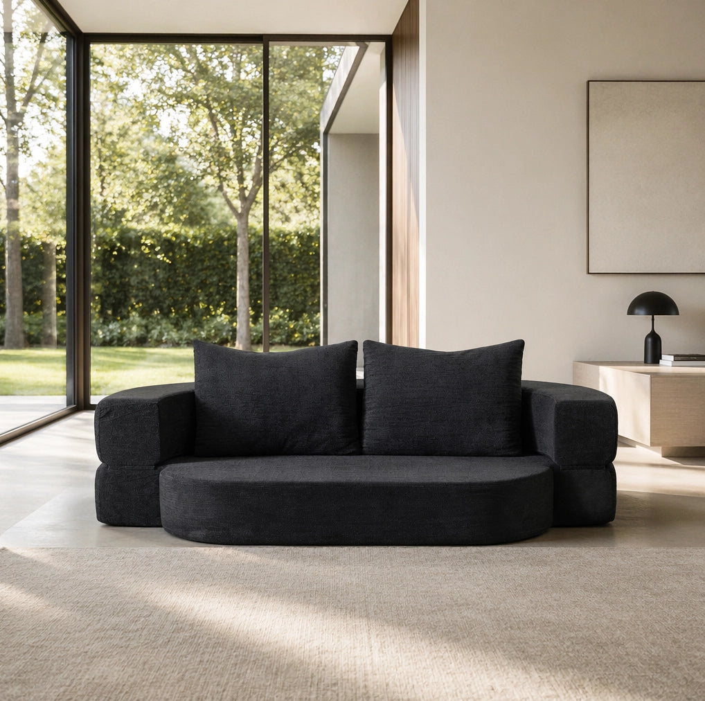 Divano letto pieghevole 3 in 1 in flanella nero