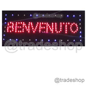 Trade Shop - Insegna Luminosa A Led Scritta Benvenuto Per Bar Negozi Uffici Commercio -