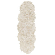 Tappeto finta pelle di montone beige acrilico 60 x 180 cm pelliccia glam soffice camera da letto soggiorno