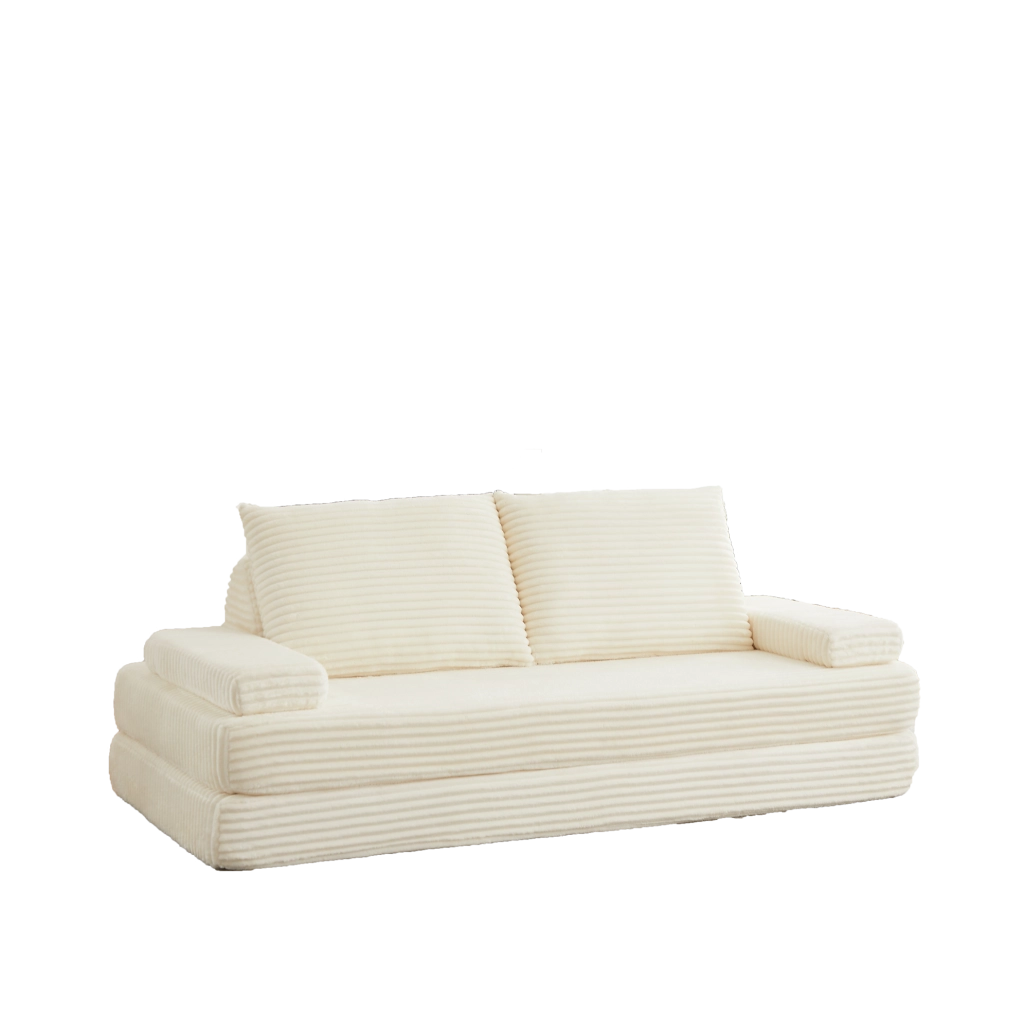 Divano modulare in velluto a coste beige 211,5 cm
