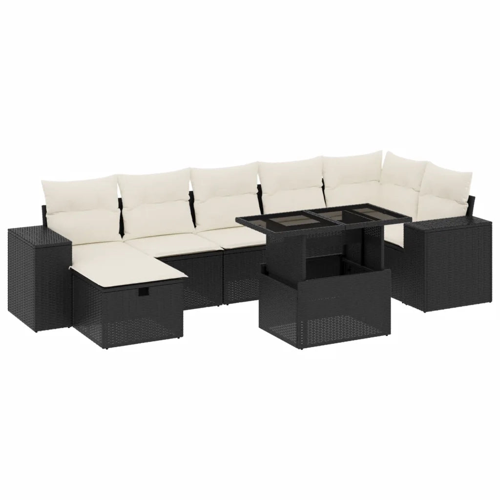 Set Divani da Giardino con Cuscini 8 pz Nero in Polyrattan 3275306