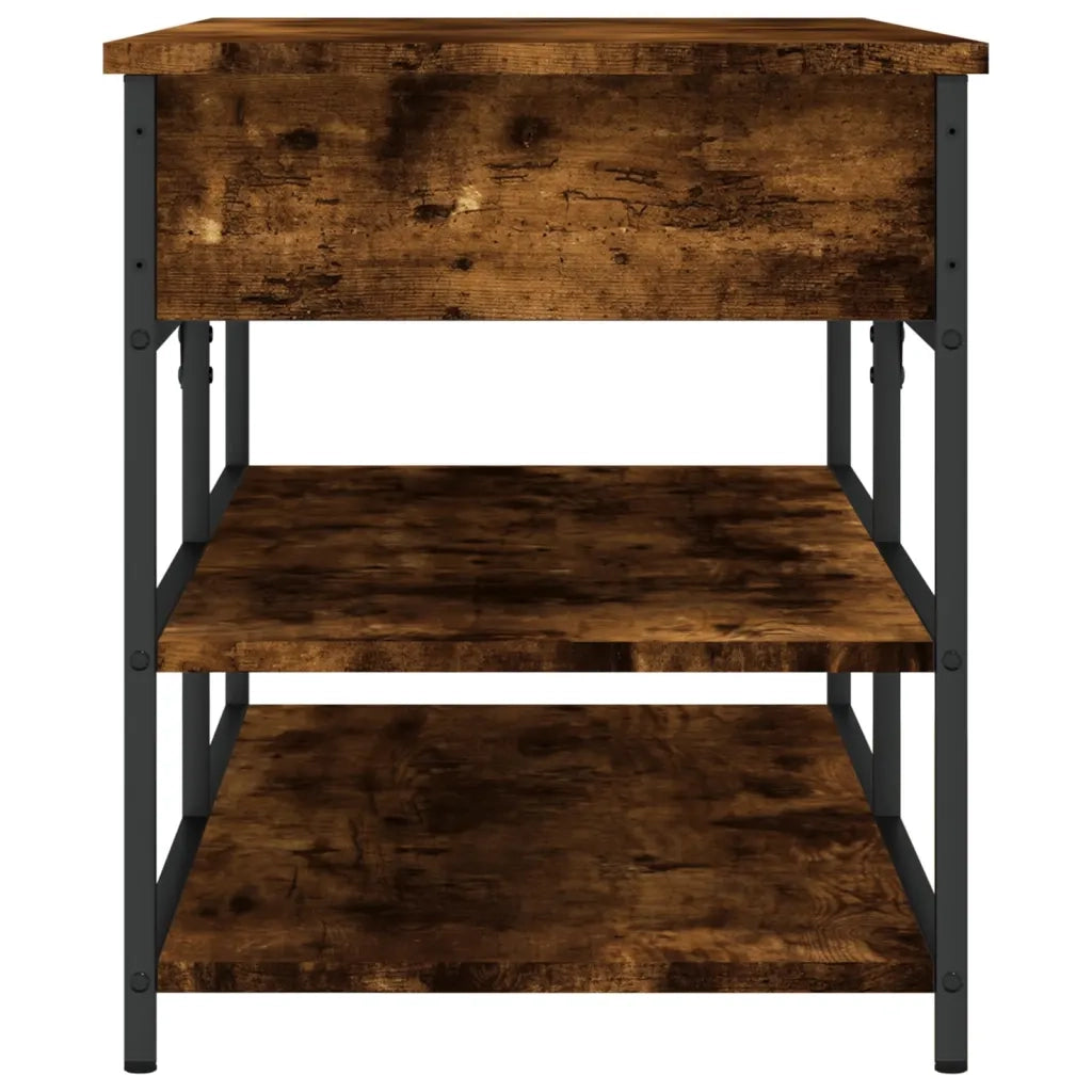 Panca Porta Scarpe-Sgabello-Panca Scarpiera Rovere Fumo 100x42,5x50 cm Legno Multistrato