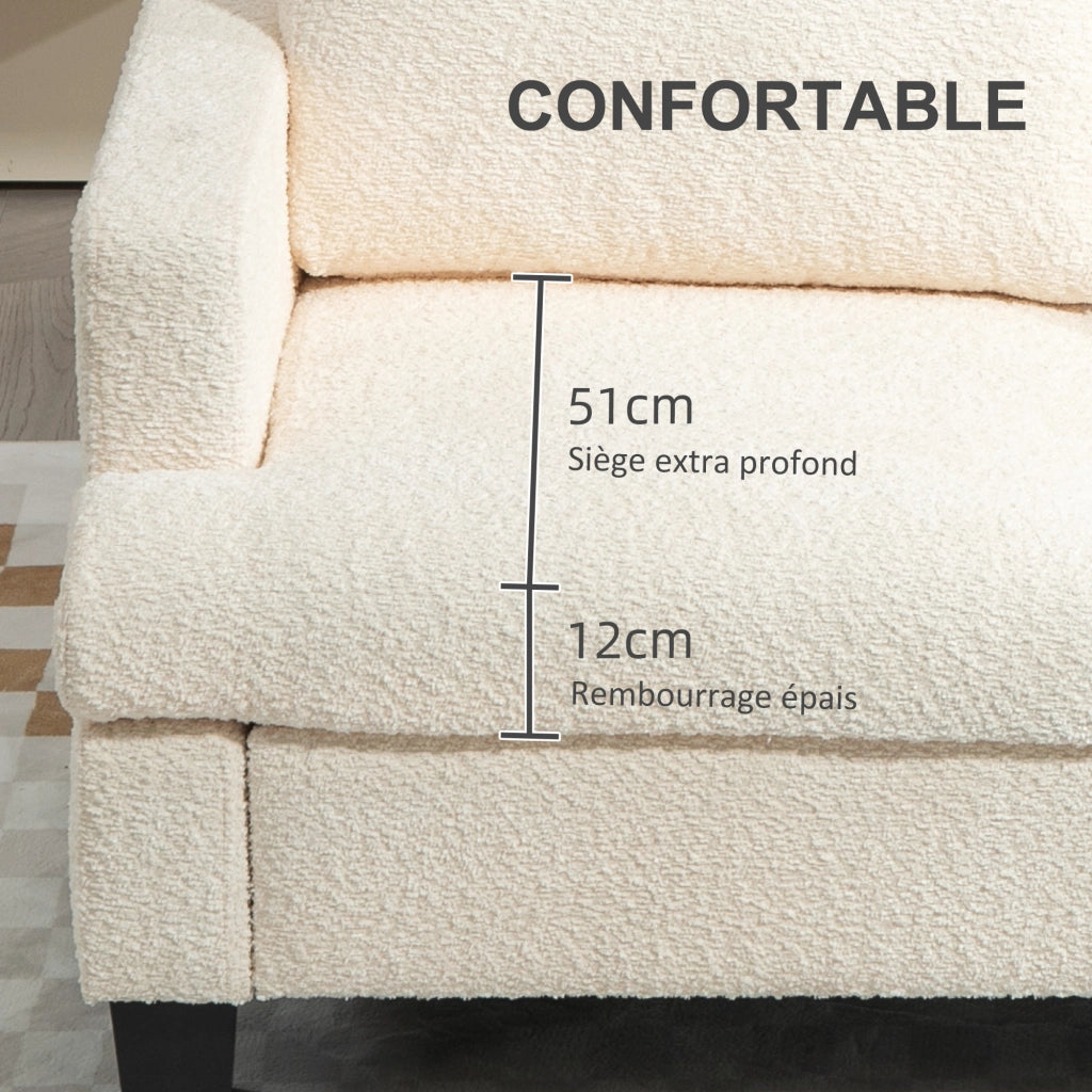 Divano 2 posti con cuscini amovibili ¨C Minimal ¨C Tessuto chenille beige 120 cm