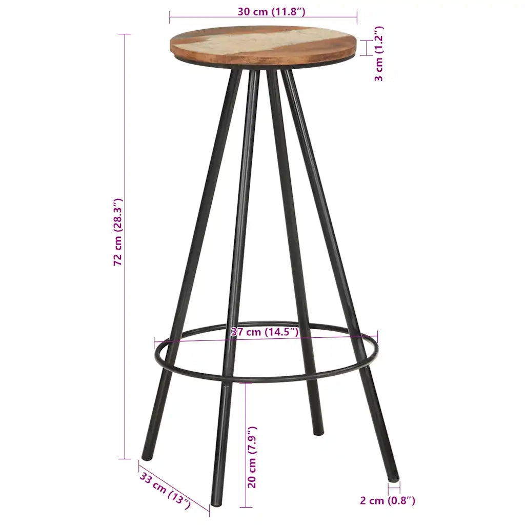 Sgabelli da Bar 2 pz in Legno Massello di Recupero 245445