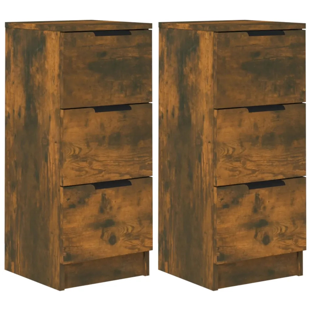 Credenze 2 pz | Madia | Buffet da pranzo | Armadio da pranzo Rovere Fumo 30x30x70 cm in Legno Multistrato