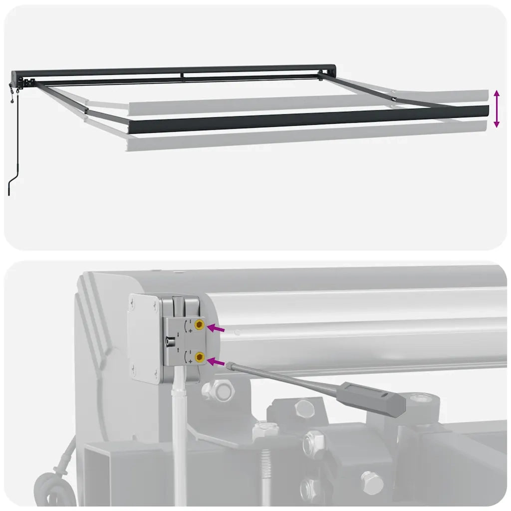 Tenda Retrattile Gialla e Bianca 3,5x2,5 m Tessuto e Alluminio