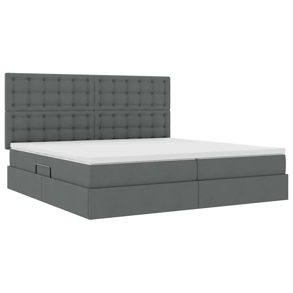 Letto con contenitore e materasso Grigio scuro 200 x 200 cm