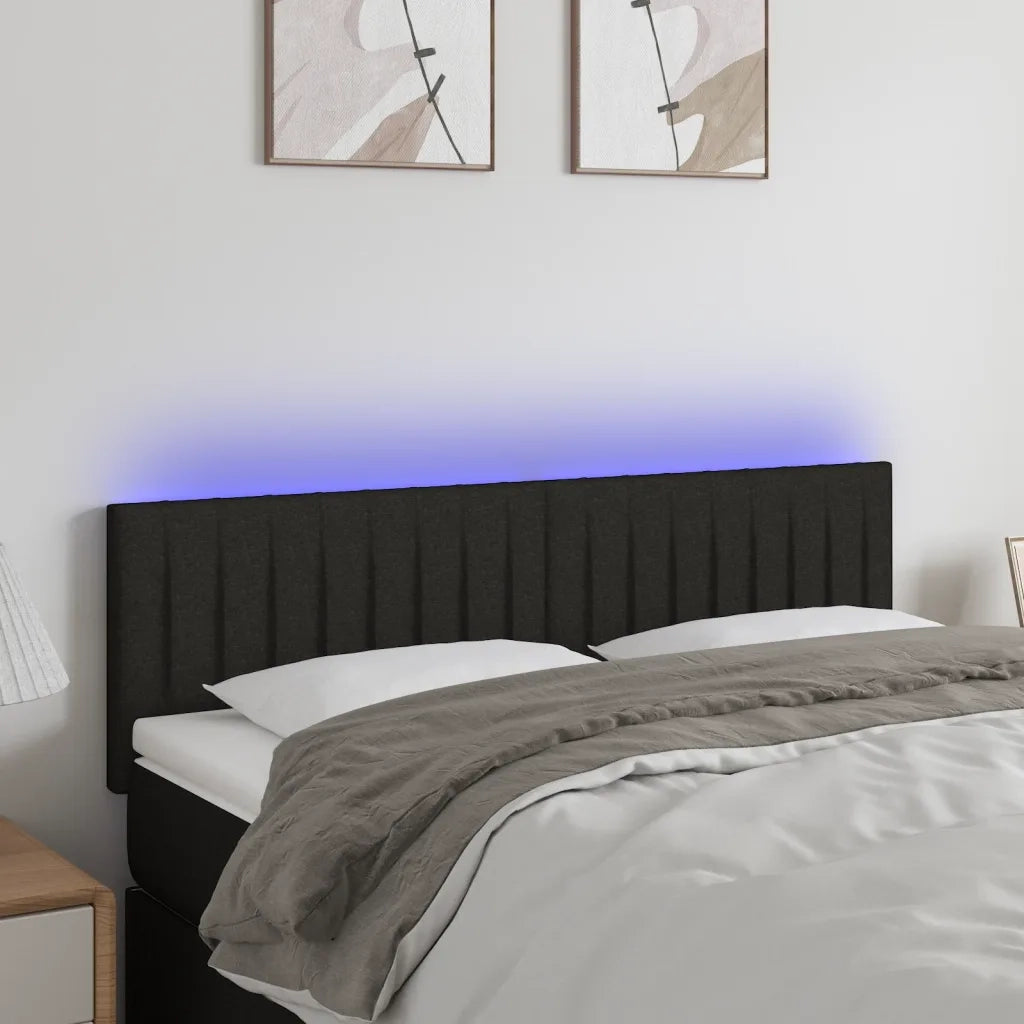 Testiera | Testata a LED Nera 144x5x78/88 cm in Tessuto