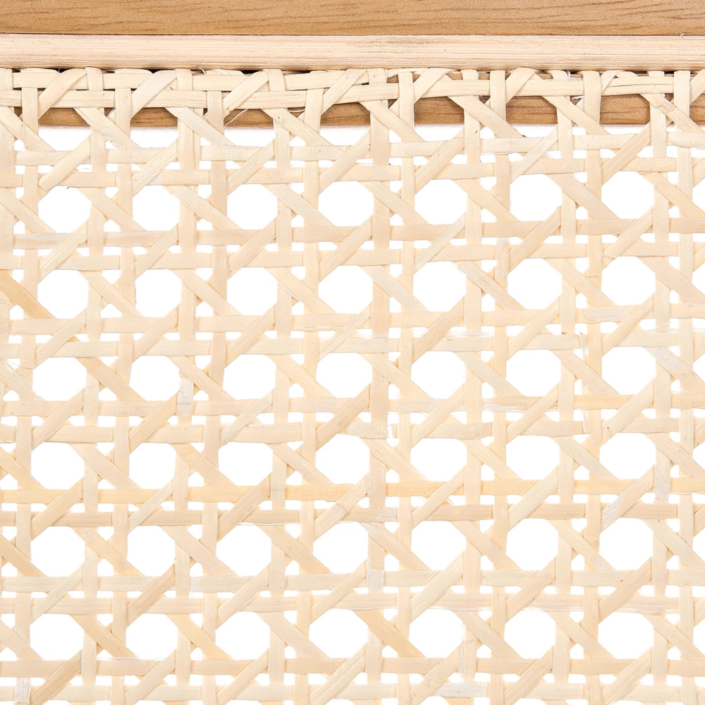 Set di 2 sedie da pranzo Sedute imbottite in poliestere Schienale in rattan a treccia viennese Struttura in legno di gomma Marrone chiaro