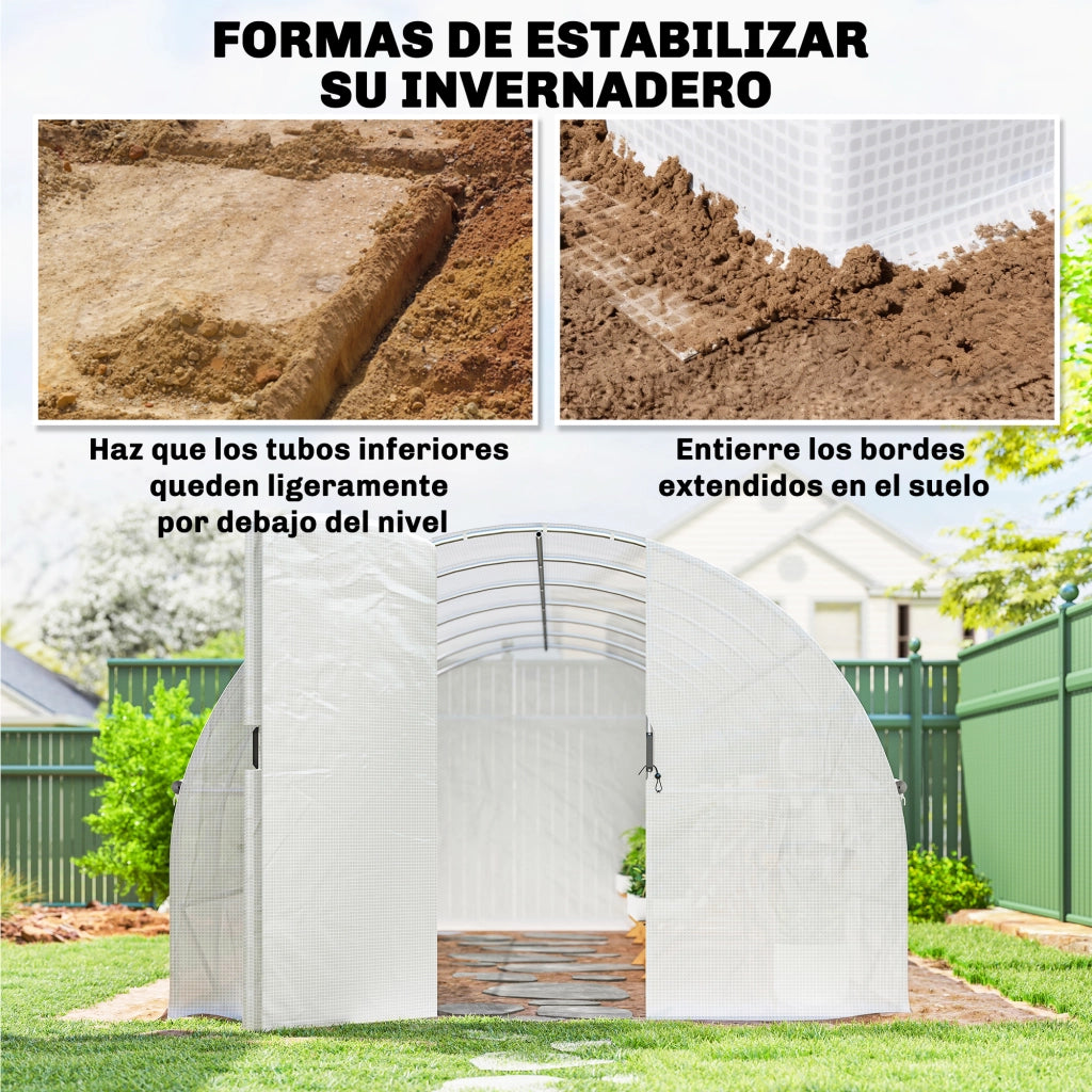 Tunnel Serra 6x3x2 m ¨C Zephmum ¨C Bianco Acciaio Galvanizzato 12 Finestre