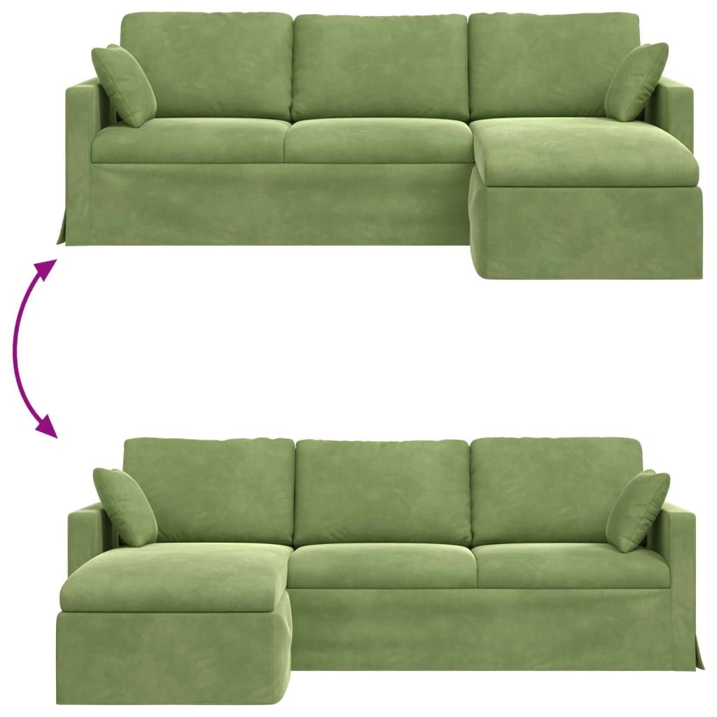 Divano Verde chiaro 228 x 134 x 80 cm Velluto