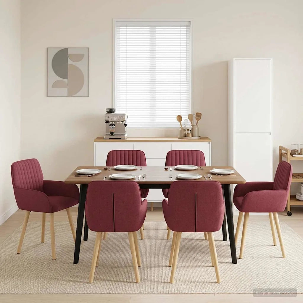 Sedie da pranzo 6 pz Tessuto Rosso Vino 56,5 x 50 x 87,5 cm 3428204
