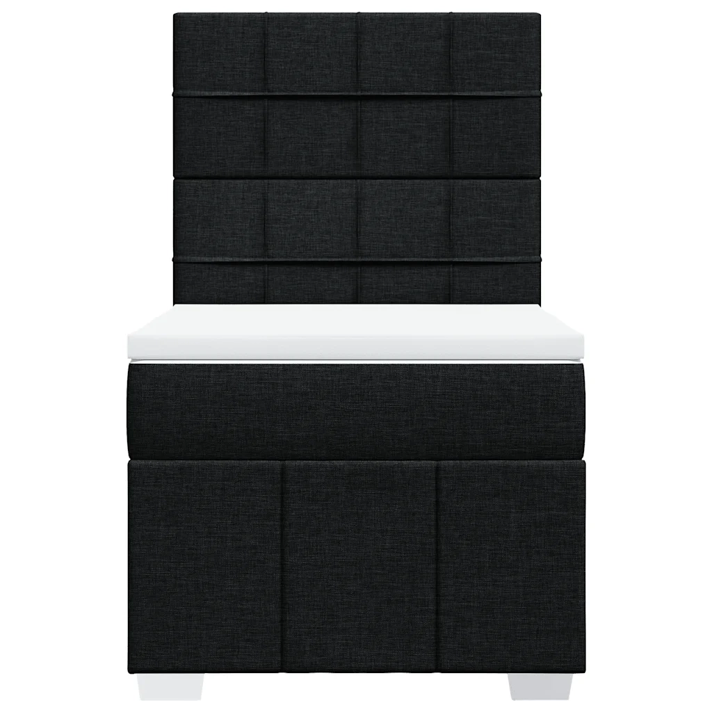 Letto singolo | Letto per adulti | Giroletto a Molle con Materasso Nero 100x200 cm in Tessuto