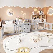 Letto 90x200 cm con sponde alte e cassetti in legno grigio