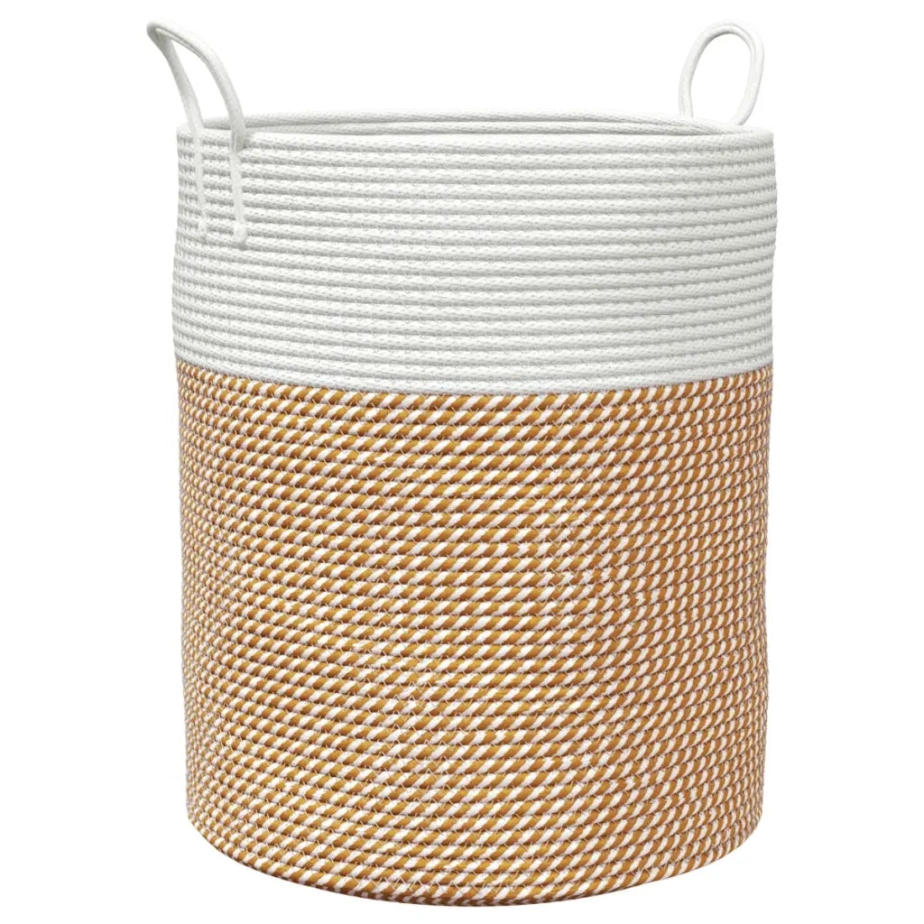 Cestino Portaoggetti Marrone e Bianco ?38x46 cm in Cotone CFW8386530
