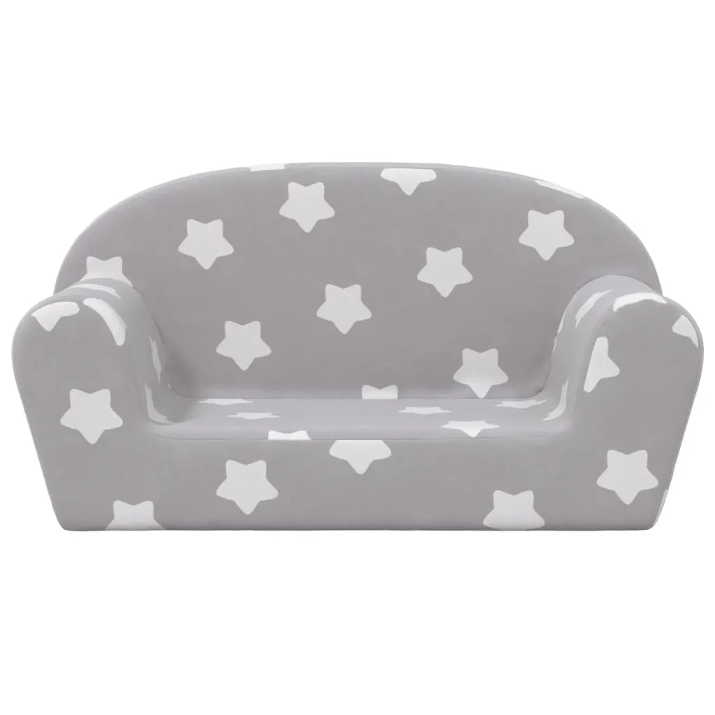 Divano Bambini 2 Posti-Sofa 2 Posti-Divanetto Grigio Chiaro con Stelle Morbido Peluche 617458