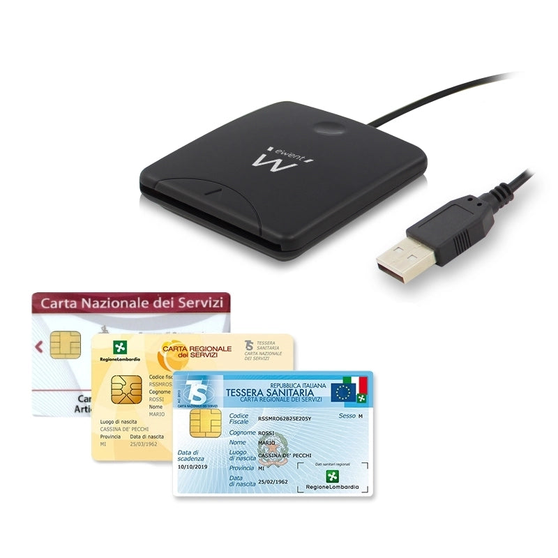 LETTORE SMART CARD EWENT EW1052 TESSERA SANITARIA FIRMA DIGITALE CNS CRS FISCALE