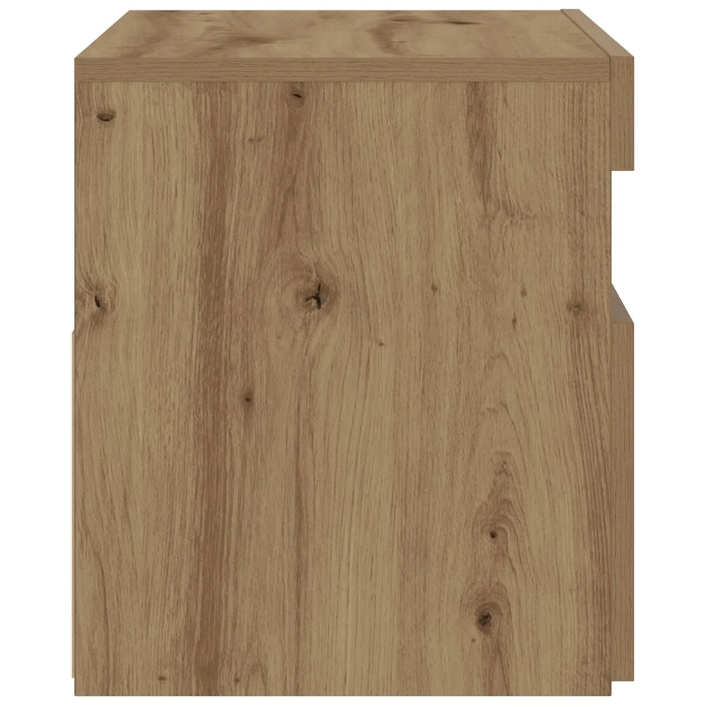 Comodino con LED Rovere Artigianale 60x35x40 cm in Truciolato 3329176