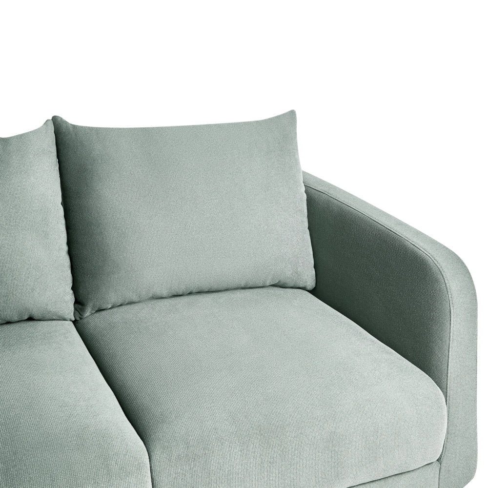 Divano a 2 posti Rivestimento in tessuto verde chiaro Gambe in legno con braccioli Angolo lettura soggiorno Stile scandinavo moderno